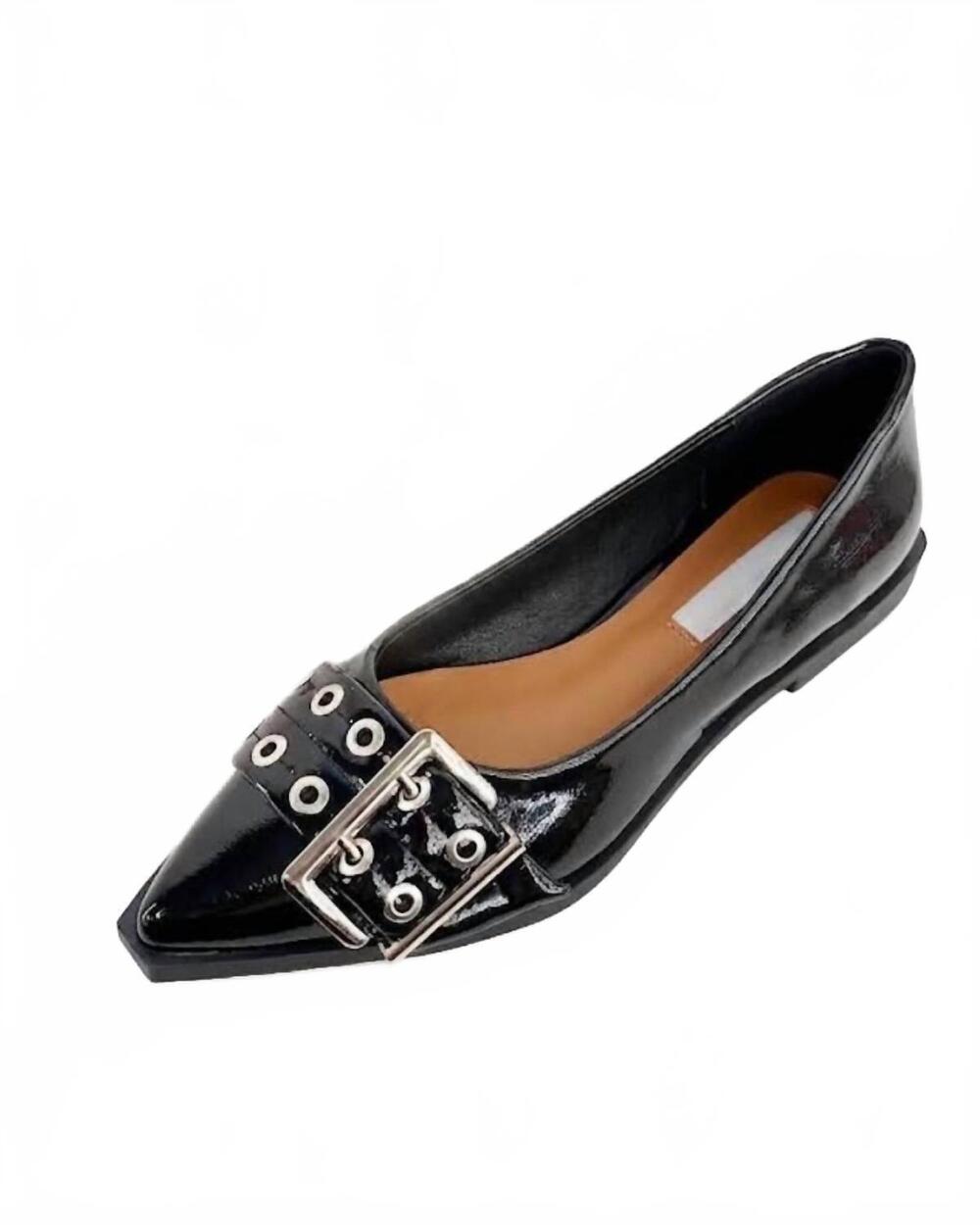 NEW CCOCCI women's rivets pointed toe slip-on flats in black